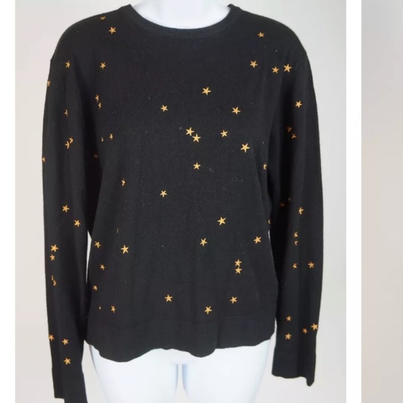 Equipment Femme Black Gold Star Print Nartelle Knit Sweater Top Size S - Picture 2 of 5
